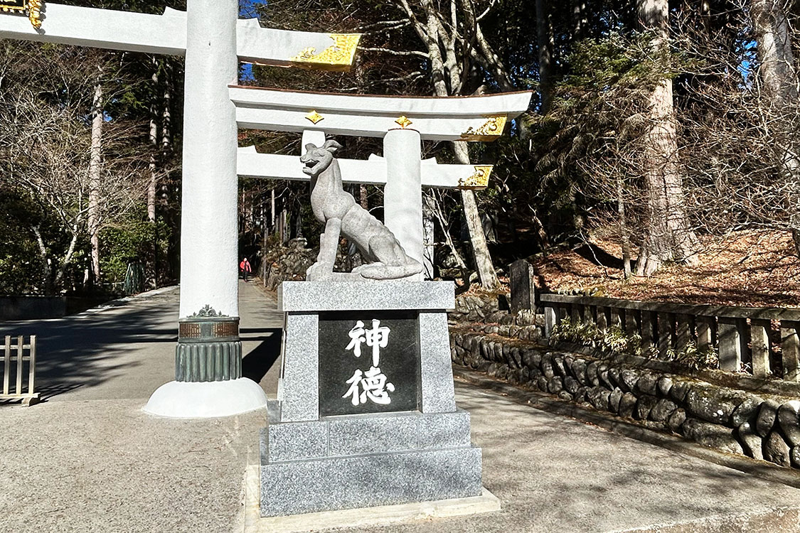 狛犬ではなくオオカミの像