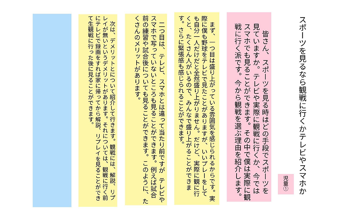 共有されている児童①の記述途中の作文