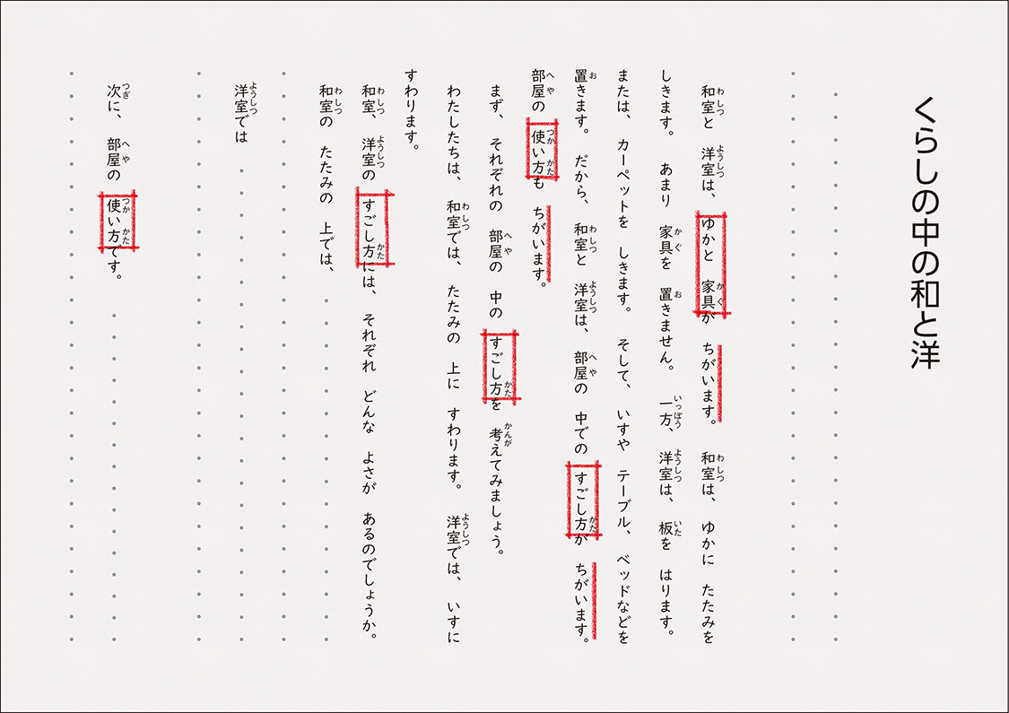 「くらしの中の和と洋」のリライト教材（イメージ図）