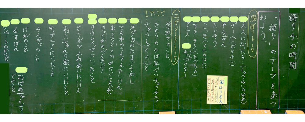 ２．語りのタネ集めとペアトーク～「語りたいこと」「語れること」を見つける～