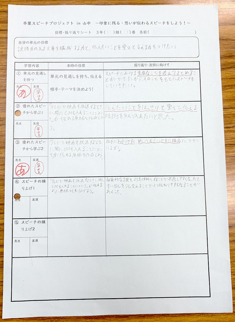 目標・振り返りシート
